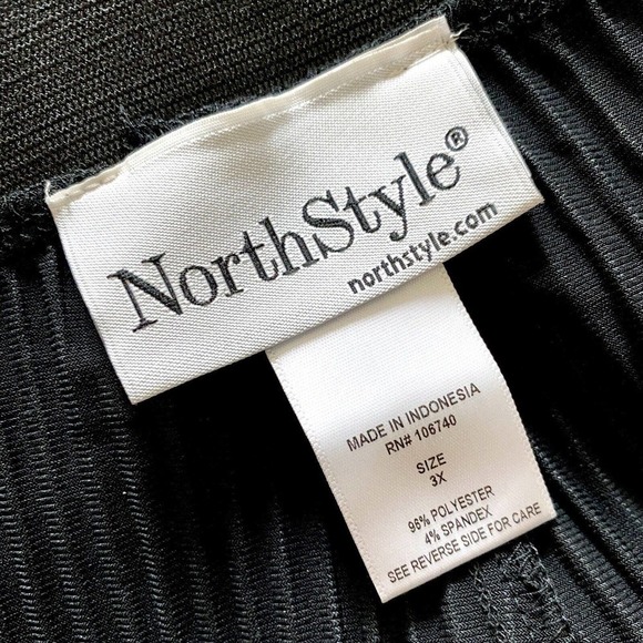 NorthStyle Women’s size 3XL Elastic Waist Pull On Pants Black Accordion Pleated - Picture 3 of 4